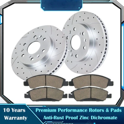 Rotores delanteros perforados y pastillas de freno para Chevy Silverado GMC Sierra 1500 Cadillac Foto 1 de 4