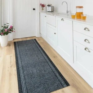 Best Non Slip Dirt Catcher Runners Custom Extra Long Hallway Runner Rug Grey UK - Picture 1 of 6