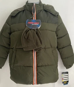 Xtreme Boys Puffer Winter Coat Small With Hat Cap New Puffer Jacket Green/Orange - Picture 1 of 13