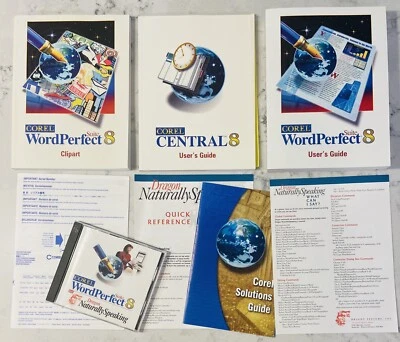 Corel WordPerfect Suite 8 con dragón hablando naturalmente y manuales Foto 1 de 2