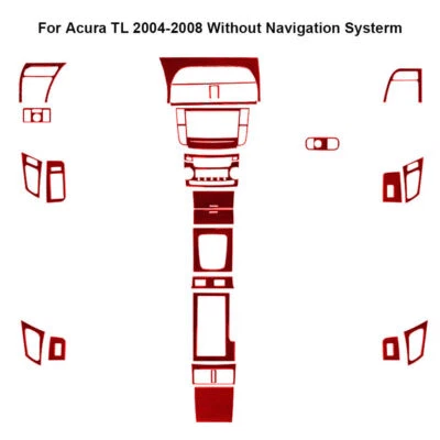 Kit de cubierta interior completo de fibra de carbono roja de 27 piezas para Acura TL 2004-2008 Foto 1 de 4