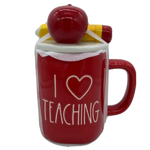 NEW Rae Dunn Teacher Mug & Lid Topper Red Back to School Teacher Gift Homeschool - Picture 1 of 9