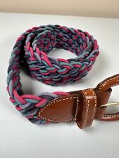 Vintage Womens Belt Medium LL Bean Braided Pink Purple Blue Brown Colorful