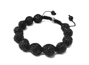 Bola de Cristal Negro Ónix Color Nuevo Brazalete Budista Macramé 12mm de Ancho 1278 - Imagen 1 de 3