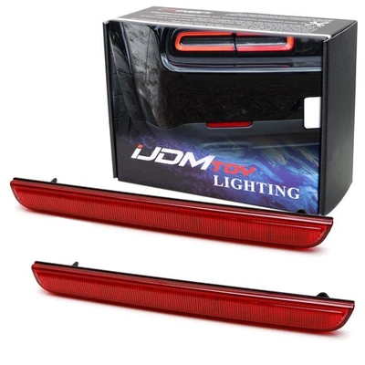 Pair Dark Red Color Rear Bumper Reflector Lenses For 2015-2022 Dodge Challenger - Image 1 of 4