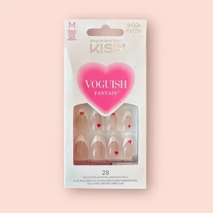 KISS Voguish Fantasy Press-On Nails Medium 28ct Heart Design Glue Included New - Picture 1 of 2