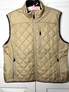 Lands End Sz XL 18-20 PrimaLoft Insulated Quilted Tan Brown Vest Jacket Womens - Picture 1 of 7