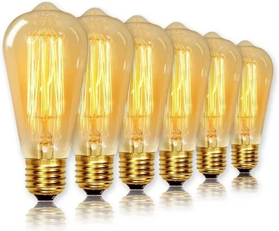 ST64 Vintage Light Bulbs with E27 Edison Screw Cap, Squirrel Cage Shaped Filamen - Image 1 of 4