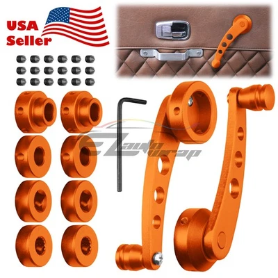 Perillas de aluminio con manivela de vidrio para bobinadora de ventana de coche naranja de ajuste universal 2 piezas Foto 1 de 4