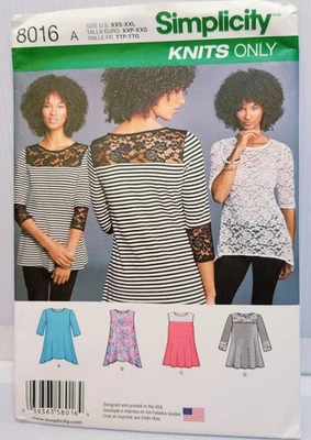 2015 Simplicity Sewing Pattern 8016 Misses Knit Tops XXS-XXL Uncut - Image 1 of 4