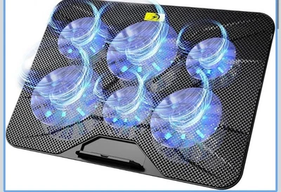Almohadilla de enfriamiento para computadora portátil AICHESON con 6 ventiladores de alta velocidad, enfriador de computadora con 7 ajustes Foto 1 de 4