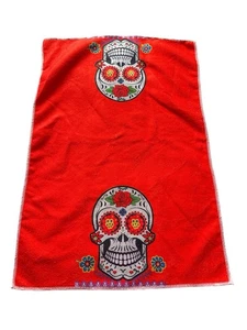 NEW kitchen hand towel microfiber 15x23 inches SUGAR SKULL orange - Picture 1 of 2