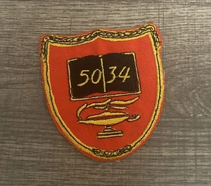 Vtg 5034 Book And Lamp Orange Patch - Picture 1 of 2