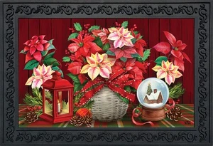 Briarwood Lane Christmas Poinsettia Doormat - Picture 1 of 4