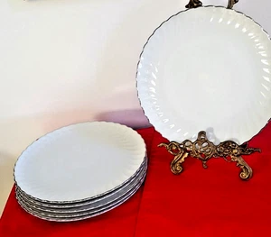 6-Syracuse Fine China Silhouette Wedding Ring Platinum Trim Dinner Plate 10.25" - Picture 1 of 12
