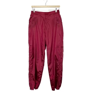 Vintage Oleg Cassini Nylon Jogger Pants Red Sequin Embroidered Womens Medium - Picture 1 of 9