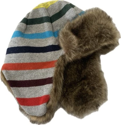 NUEVO SIN ETIQUETAS GAP Crazy Stripe Imitación Piel Tejido Trampero Sombrero Invierno Nieve Rayas Niños L/XL Foto 1 de 4