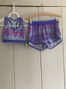 L.L.Bean Blue Pink Geometric Girls Tankini Short Swim Set Size 12 NWT - Picture 1 of 6