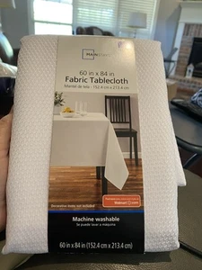 Mainstays White Fabric Tablecloth Rectangular 60" x 84” NIP - Picture 1 of 3
