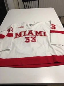 Game Worn Used Miami Red Hawks Hockey Jersey Bauer Size 60G #33 Schmidt - Picture 1 of 9