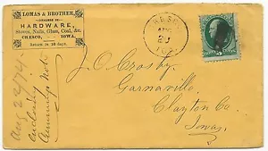 US Scott #158 en Hardware ADV Cover Cresco, IA 20 de agosto de 1874 - Imagen 1 de 1
