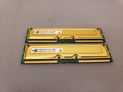 Hyundai (2x) 128MB 256MB Tot Rambus ECC Rimm PC-600-45 Memory RAM HYMR16416H-653 - Image 1 of 3