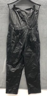 Jersey de una pieza sin tirantes Rachel Roy 12 bolsillos negros imitación cuero aspecto envolvente Foto 1 de 4