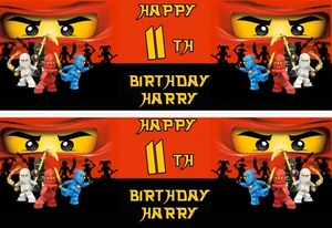 Personalised Ninjago Birthday Banner Paper Wall Large 840mm Ninja Warriors - Picture 1 of 1
