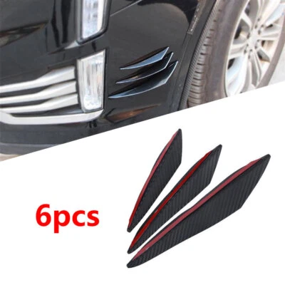 6PCS Car Carbon Fiber Front Bumper Canards Diffuser Lip Splitter Fin Accessories - Image 1 of 4