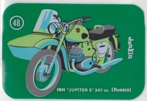 Tarjeta coleccionable vintage ISH "Jupitar 3" 347cc con Sidecar IZH motocicleta #48 - Imagen 1 de 1