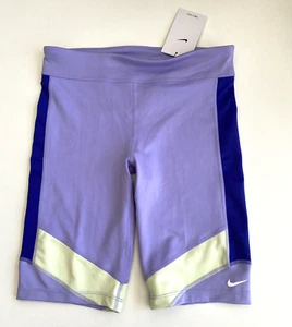 Nike Dri-Fit Girls Purple/Yellow Soft Stretch Training Bike Shorts Size XL NWT - Picture 1 of 4