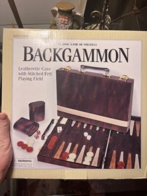 Backgammon Classic Game Of Strategy in Leatherette Case - Image 1 of 2