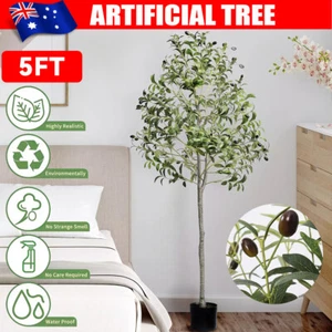Artificial Plants Plastic Trees 5FT Fake Olive Tree Home Decor Fake Plant Large - Picture 1 of 12
