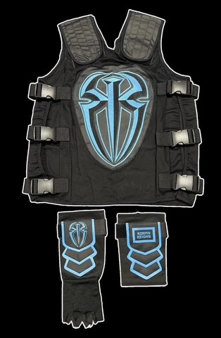 WWE ROMAN REIGNS BLACK AND BLUE VEST WITH GLOVES ITS MY YARD THE SHIELD NEW Cover