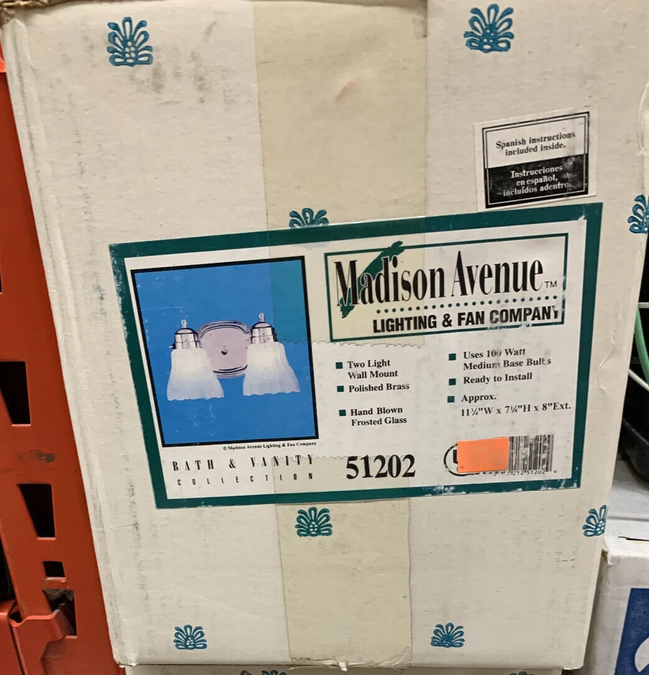 Vintage Madison Avenue Lighting & Fan Company 2 Light Wall Mount  Bath Vanity - Image 1 of 1