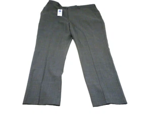 Stafford Pants Mens 42x32 Gray Plaid Wool Blend Super Suit Flat Front Stretch - Picture 1 of 13