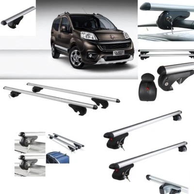 BARRE PORTATUTTO ALLUMINIO FIAT QUBO TREKKING 2019 CON RAILS SERRATURE ANTIFURTO - Immagine 1 di 4