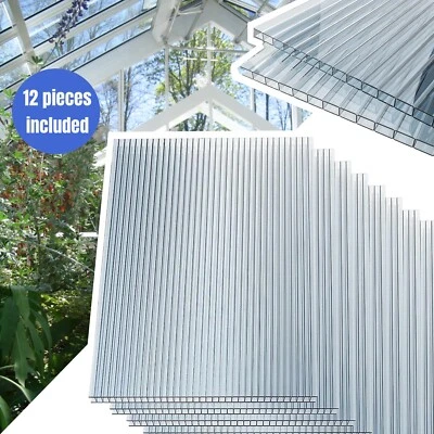 12pcs Polycarbonate Greenhouse Panel 45x24'' Twin-Wall Sheet 0.16 Thick Durable - Image 1 of 4