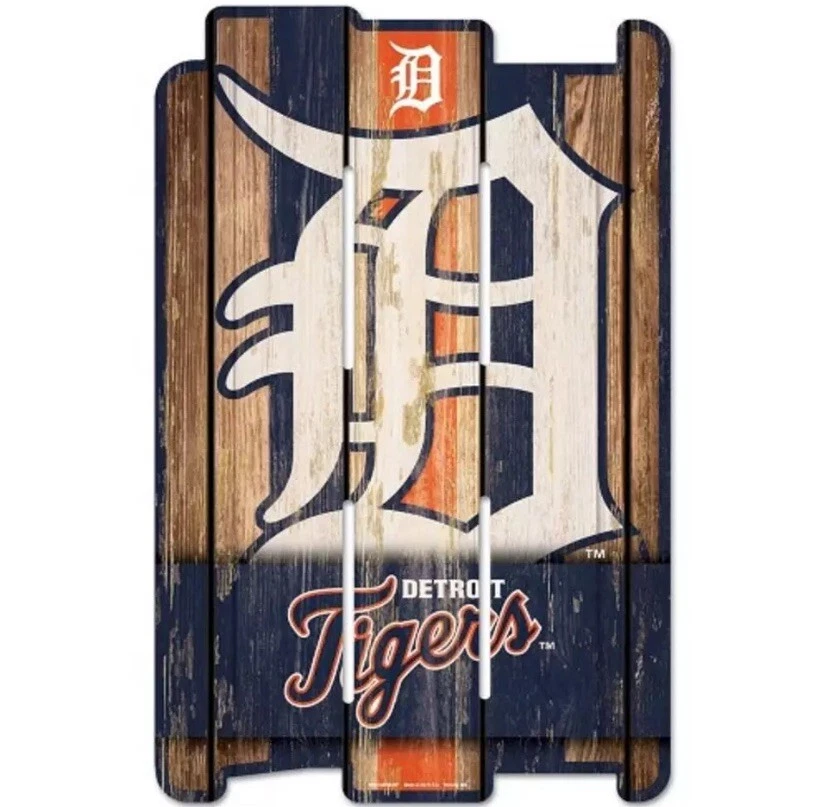 WinCraft MLB Detroit Tigers Wood Fence Sign New - Image 1 of 1