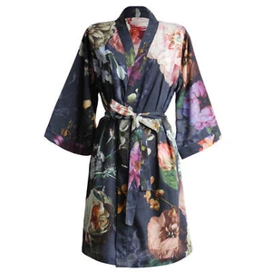 ESSENZA Kimono Morgenmantel Fleur Dunkelblau Blumen Blüten Rosen Pflanzen   - Bild 1 von 3