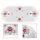 White Oval Embroidered Table Runners Tablecloths Floral Table Decorations