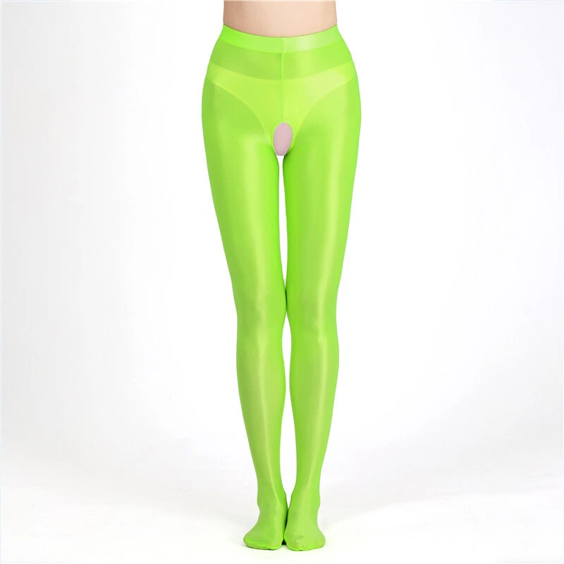 Oily Glossy Crotchless Pantyhose Stockings Stain Stretchy Tights Dance Lingerie - Image 1 of 4