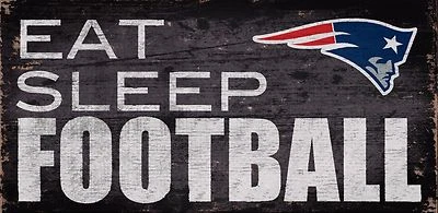 FAN CREATIONS New England Patriots Eat Sleep Fußball Holz Zeichen - 30.5cm x 15.2cm Dekoration