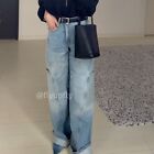 Zara Mid-Rise Wide Leg Cargo Jean Blue Size 2 Bloggers Favorite NWT