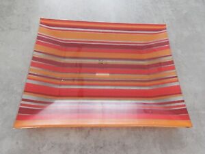 Glasschale rot-orange gestreift 32x26