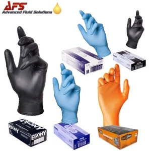 Guantes de nitrilo desechables de alta resistencia negro/azul/naranja sin polvo - Imagen 1 de 16