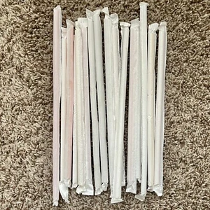 16 Disposable Individually Wrapped Plastic Straws Party Drink 9" SAME DAY SHIP - Picture 1 of 1