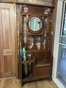 Entrance hall stand with mirror and storage - Picture 1 of 1