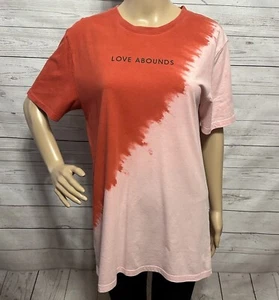 Limited Edition Dutch Bros T-Shirt Medium Pink Red Split Tie Dye 100% Cotton Tee - Picture 1 of 16