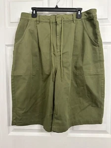 Anthropologie Size L Army Green Bermuda Parachute Shorts Drawstring - Picture 1 of 6